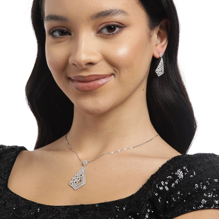 Zirconia Radiance Harmony Rhodium-Plated 925 Sterling Silver Jewelry Set